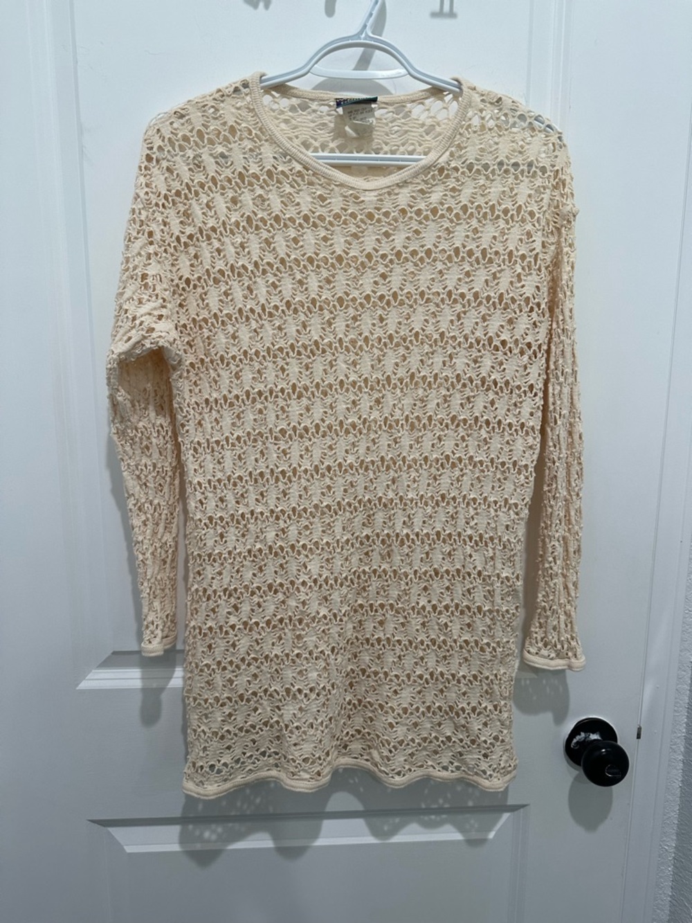Vintage pacific connections Cream Summer Crochet Open-Knit Long Sleeve Sweater